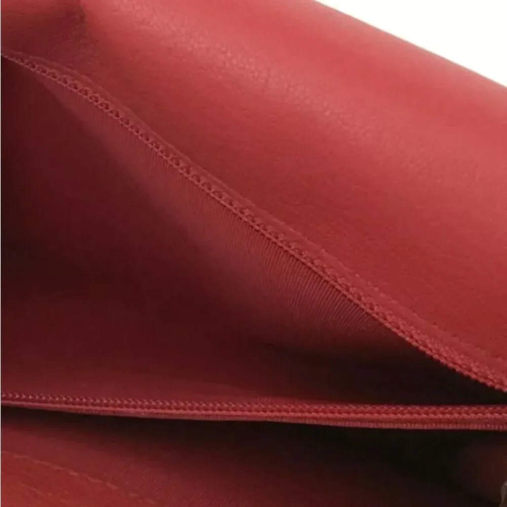 Auth Chanel Tramezzo Box Flap Double CC Logo Calfskin Chain Shoulder Bag Red - Picture 11 of 11